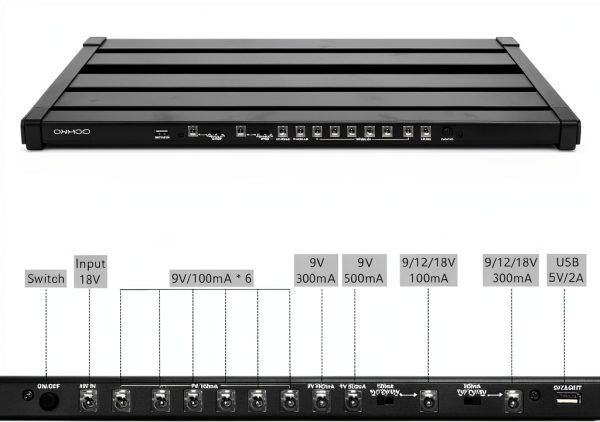 Pavo Aluminum Pedal Board 10-Port Power Black-4