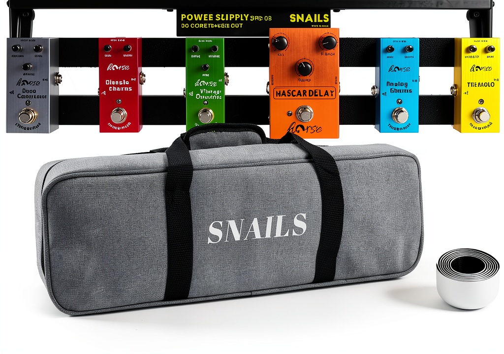 Guitar pedal board with pedals connected