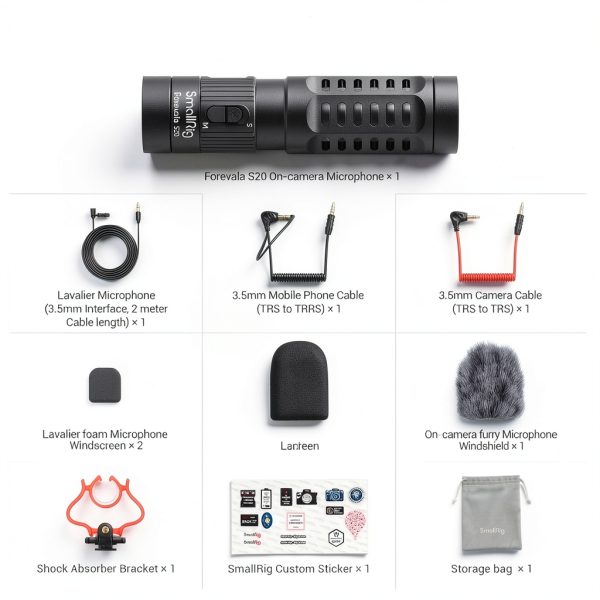 Lavalier Microphone SMALLRIG Stereo Mini Mic with Shock Mount-1
