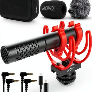 Movo X1 Mini Shotgun Microphone Aluminum 2200 Ohms Impedance Black-0