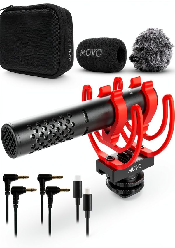 Movo X1 Mini Shotgun Microphone Aluminum 2200 Ohms Impedance Black-0